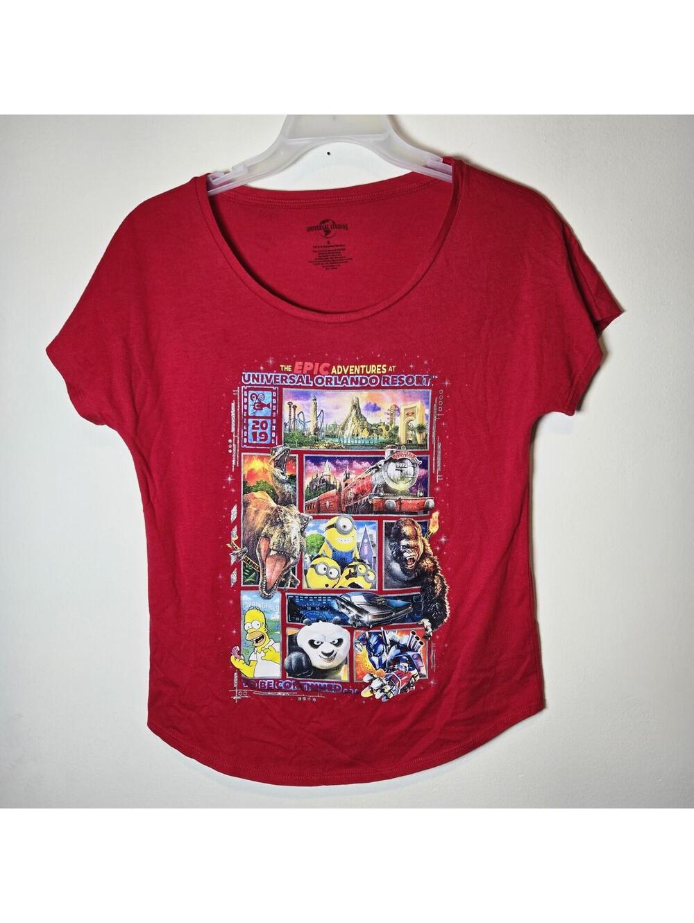 Universal Studios Orlando Resort 2019 Epic Adventures Red Women Shirt sz S